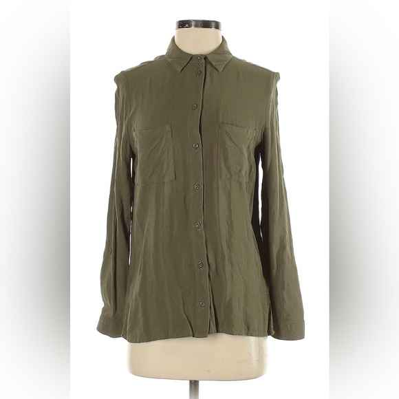 H&M Green Button Down Top 💚 size 2 - Picture 1 of 9